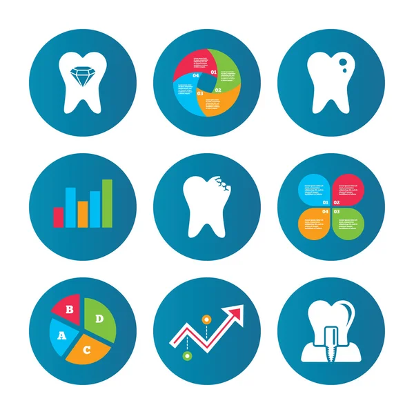 Dental care icons. Caries tooth and implant. — Stock Vector