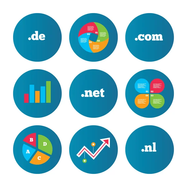 Legfelső szintű domaineket jelei. Com, Net, de és Nl. — Stock Vector