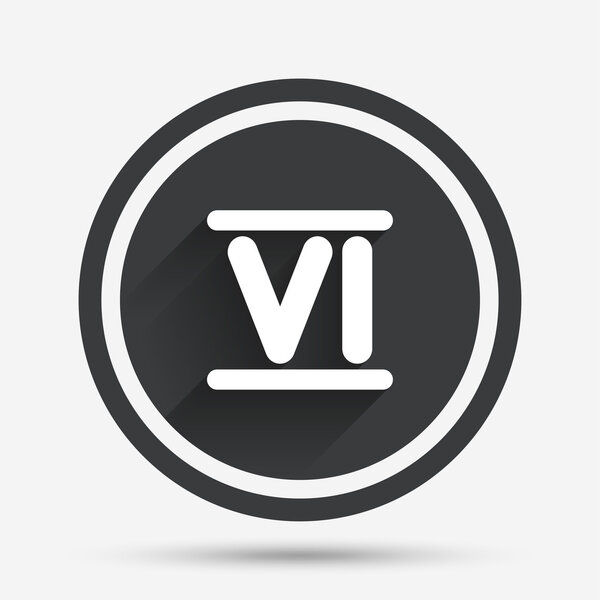 Римская цифра шесть. Знак шестого римского номера
.