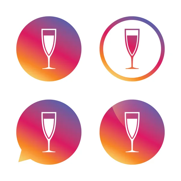 Glas champagne teken pictogrammen — Stockvector