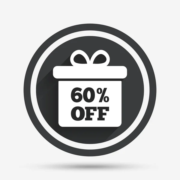 60 percent sale gift box tag icon. — Stock vektor