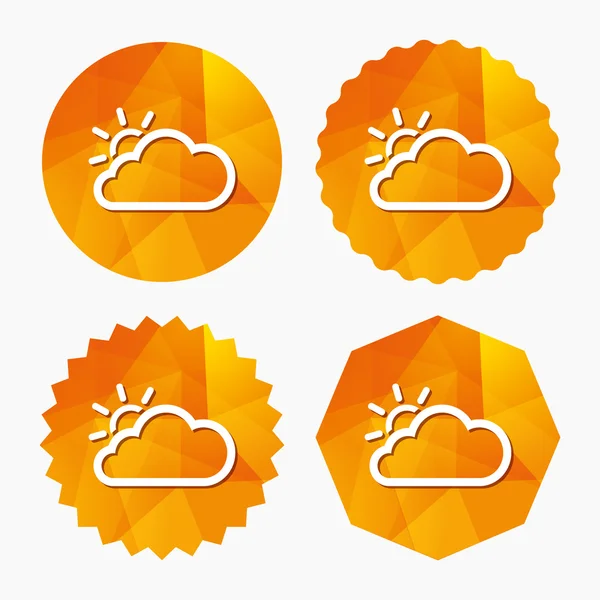Chmury i słońce znak ikony — Wektor stockowy