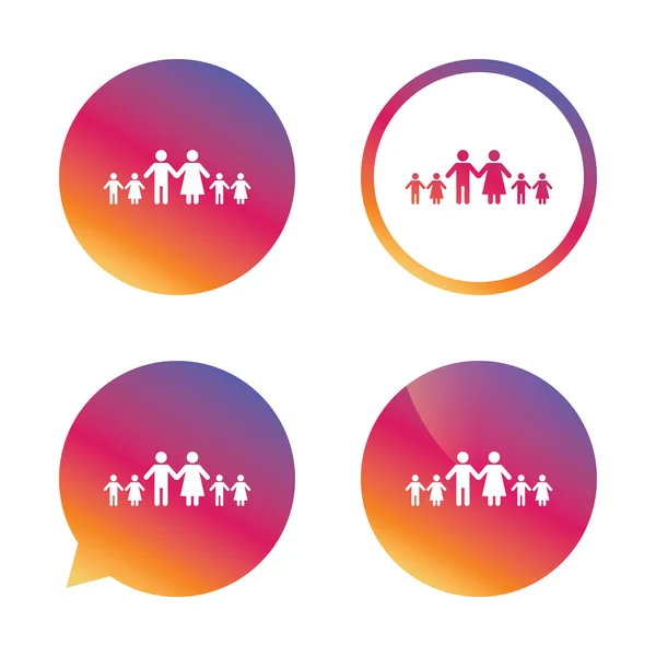 Complete family with one child sign icons — Stock Vector