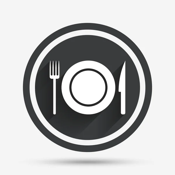 Icono de signo de comida. Símbolo de cubertería. Cuchillo y tenedor . — Vector de stock
