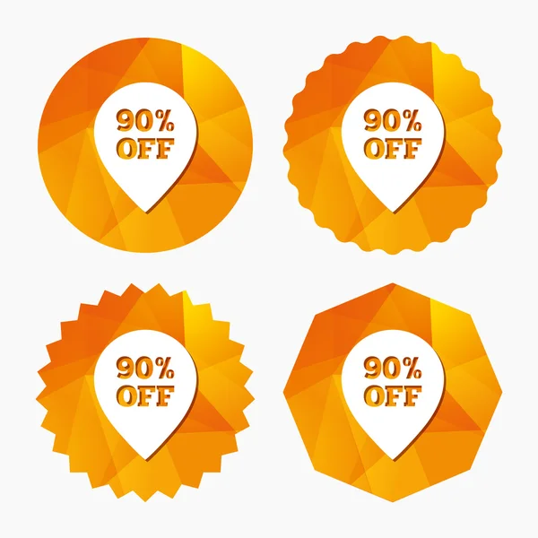 90 percent sale pointer tag sign icon. — Stock Vector