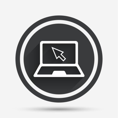 laptop işareti simgesi. imleç simgesi olan dizüstü bilgisayar.