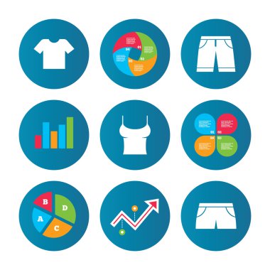 Giysi işaretler. T-shirt ve şort ile pantolon.