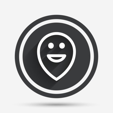 mutlu yüz harita işaretçi simgesi. gülümseme simgesi.