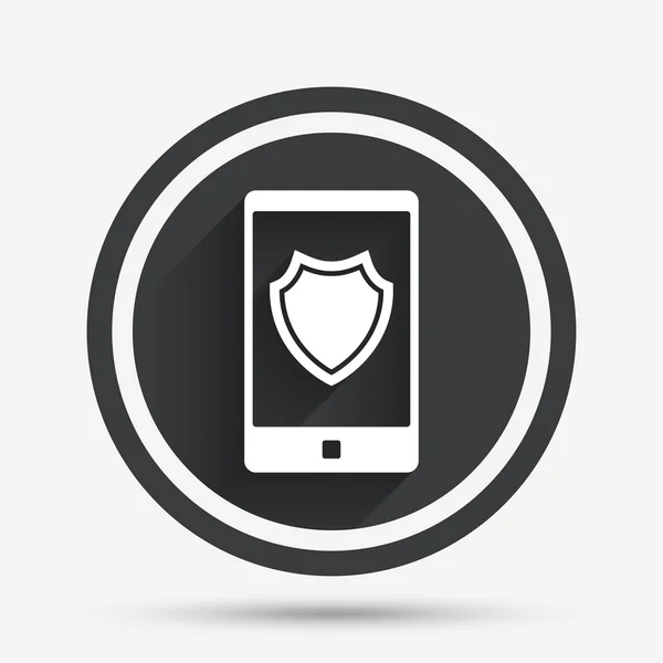 Ikona znamení ochrany smartphone. štít symbol. — Stockový vektor