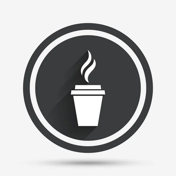 咖啡玻璃标志图标。热咖啡按钮. — 图库矢量图片