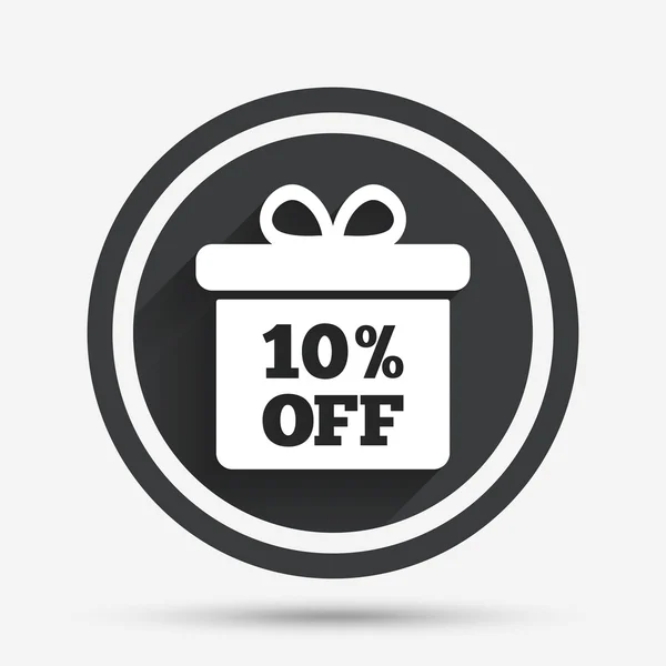 10 percent sale gift box tag icon. — Stock Vector