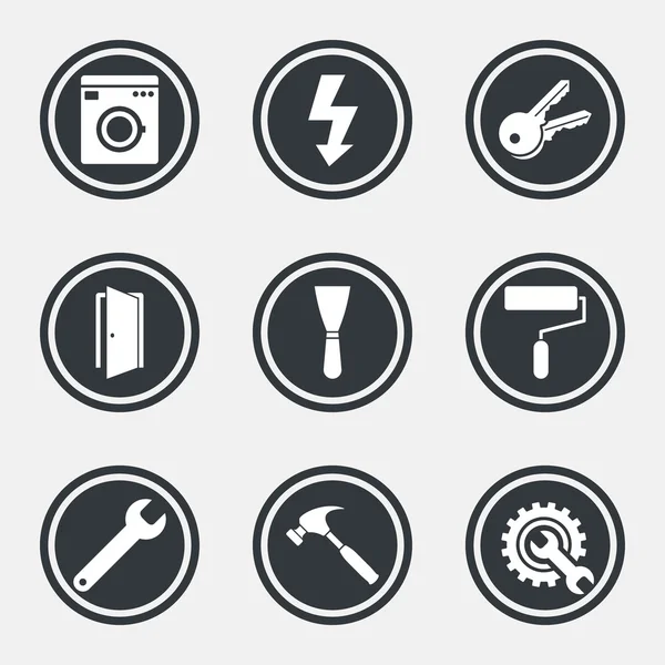 Cercle boutons plats avec icônes et bordure — Image vectorielle
