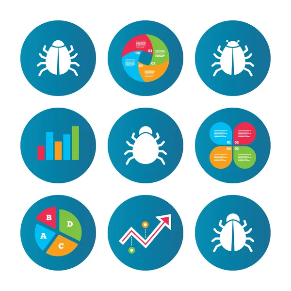 Bugs signs. Virus software error icons. — Stock Vector