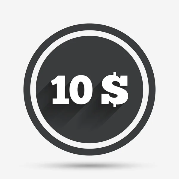 10 Dollari segno icona. Simbolo valuta USD . — Vettoriale Stock