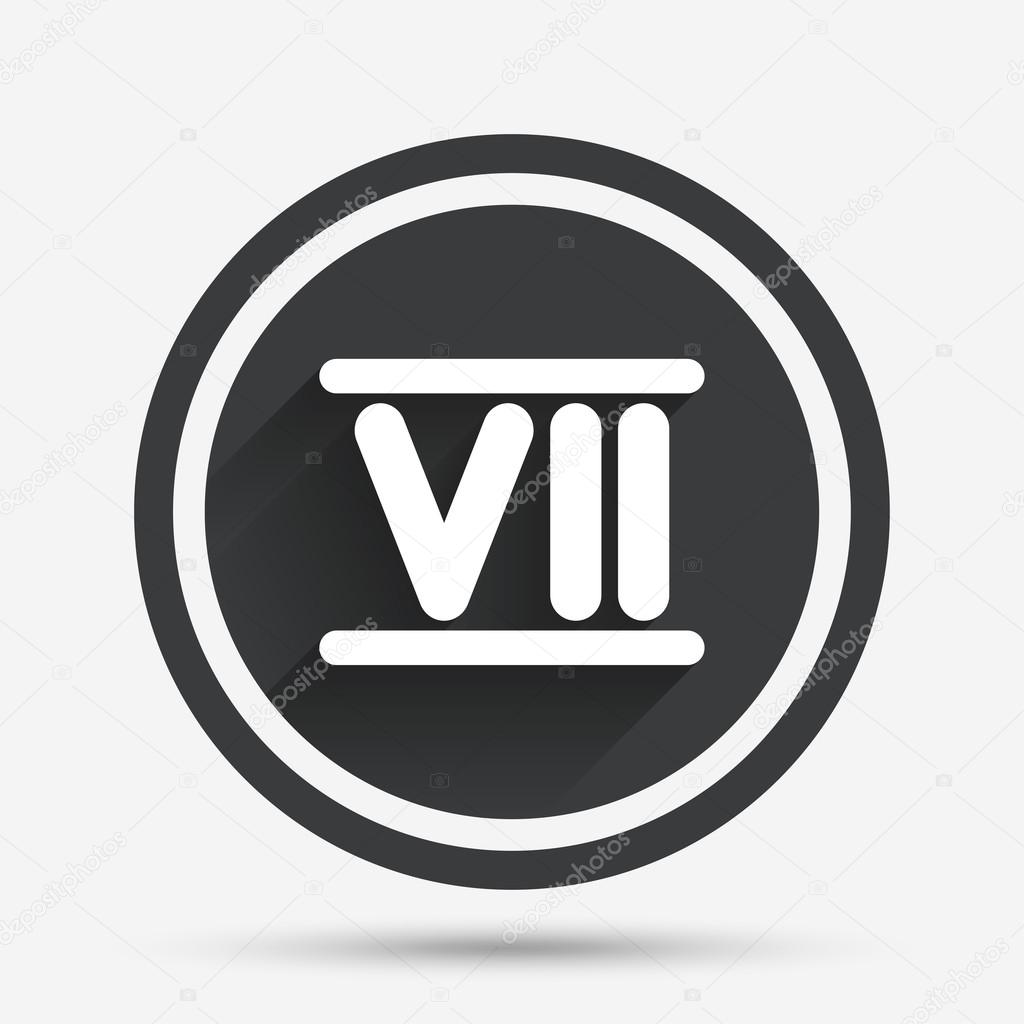 Roman numeral siete icono. señal romana número siete — Vector de stock