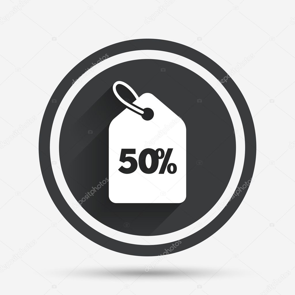 50 percent sale price icon.