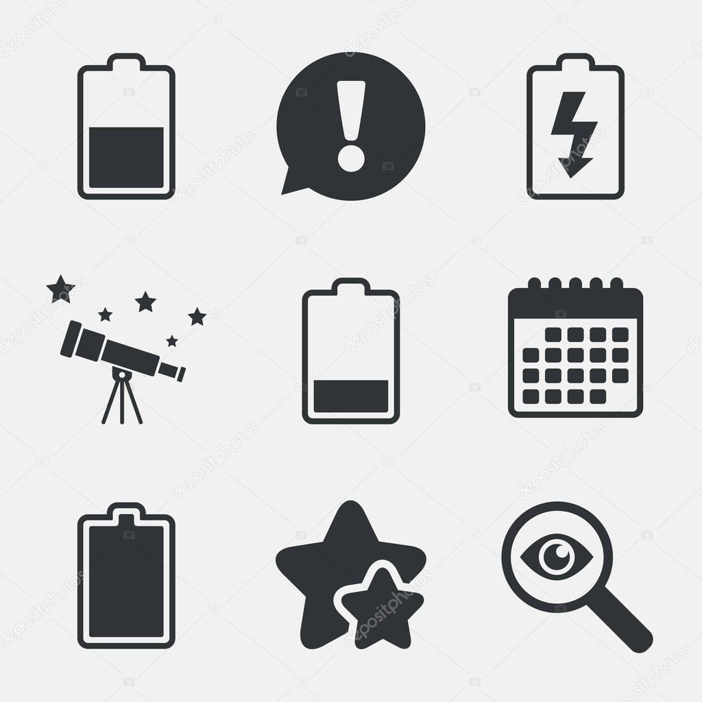 Battery charging icons. 