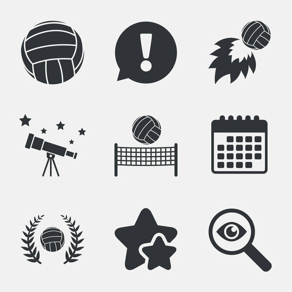 Volleyball and net icons. 