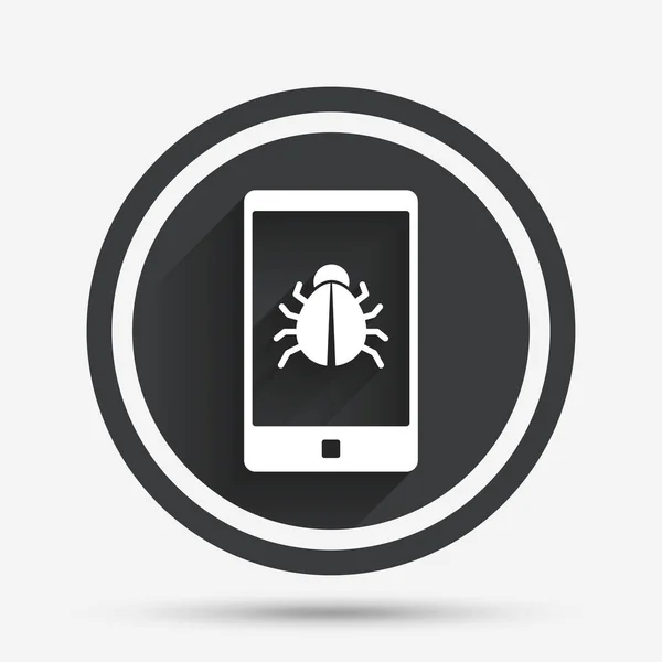 Smartphone icono de signo de virus . — Archivo Imágenes Vectoriales