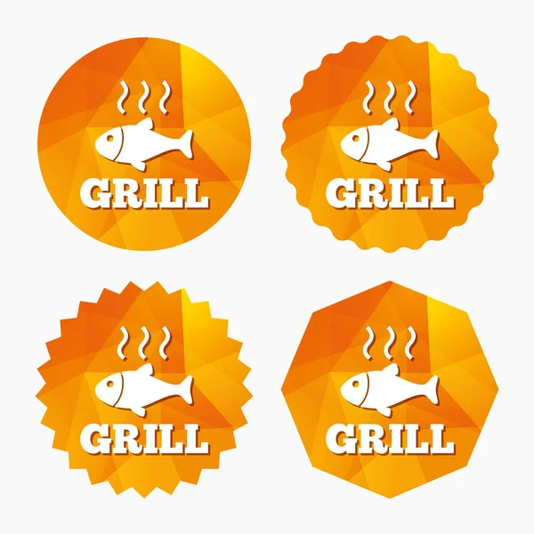 Fish grill hot icon. — Stock Vector