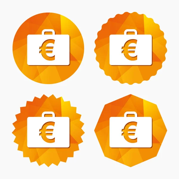 Estuche con signo Euro EUR — Vector de stock