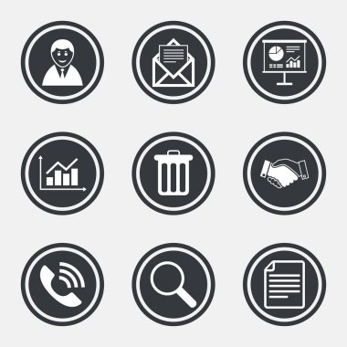 Office, belgeler ve iş simgeleri.