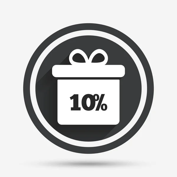 10 percent sale gift box tag — Stock Vector