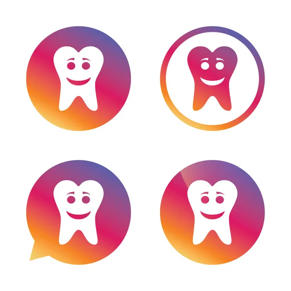 Zahn glücklich Gesicht Zeichen Symbol. — Stockvektor