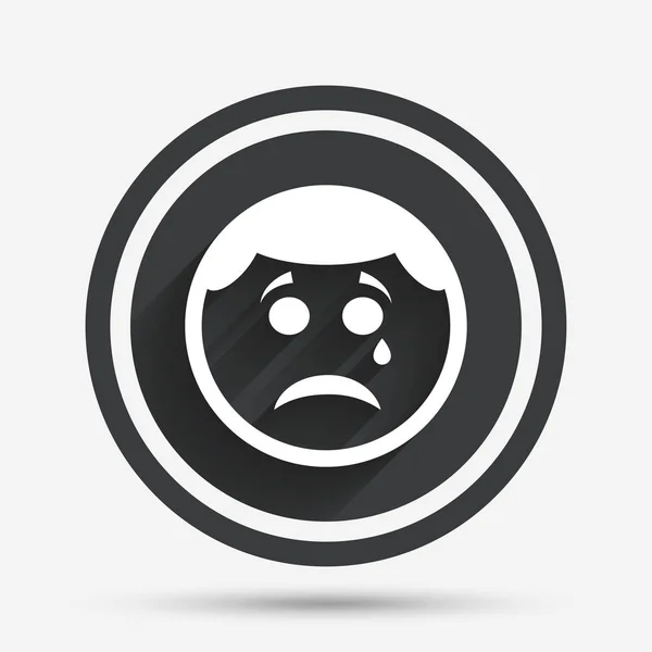 Sad face with tear sign icon. — Stock Vector