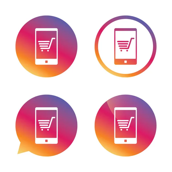 Smartphone con iconos de carrito de compras — Archivo Imágenes Vectoriales