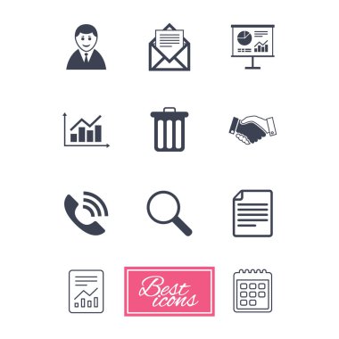 Office, belgeler ve iş simgeleri.