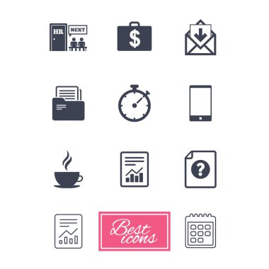 Office, belgeler ve iş simgeleri.