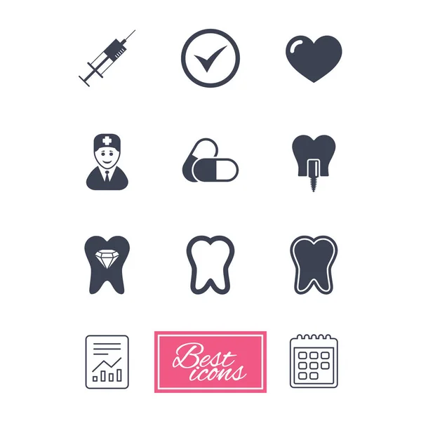 Tooth, dental care icons. — Stock Vector