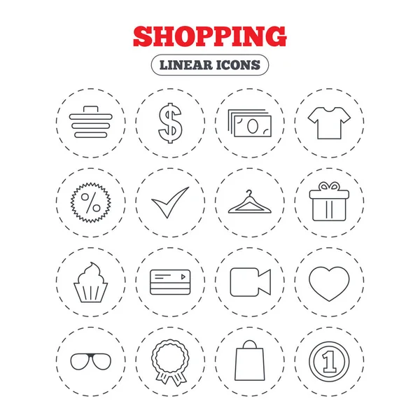 Iconos planos de compras . — Vector de stock