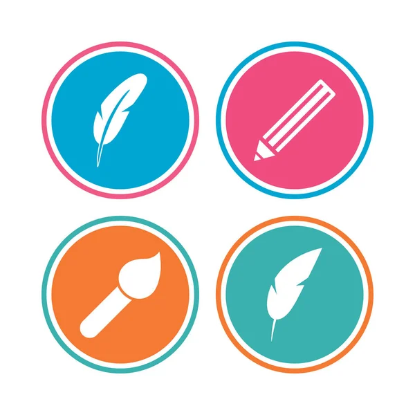 Conjunto de iconos de pluma — Vector de stock