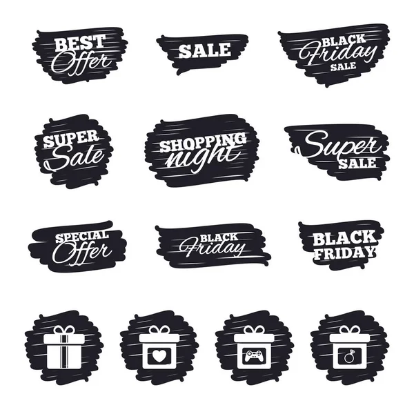Ink brush sale stripes and banners — Stock Vector