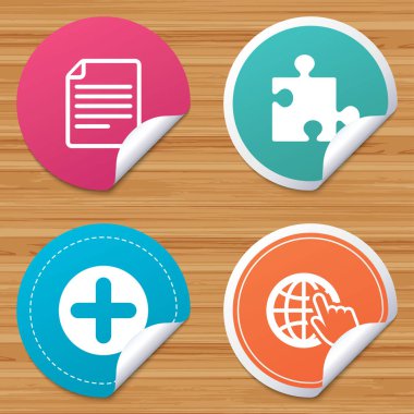 Artı daire ve bulmaca Icons set