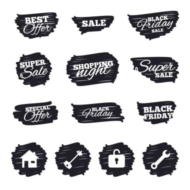 Mürekkep fırça Satılık çizgili ve afiş