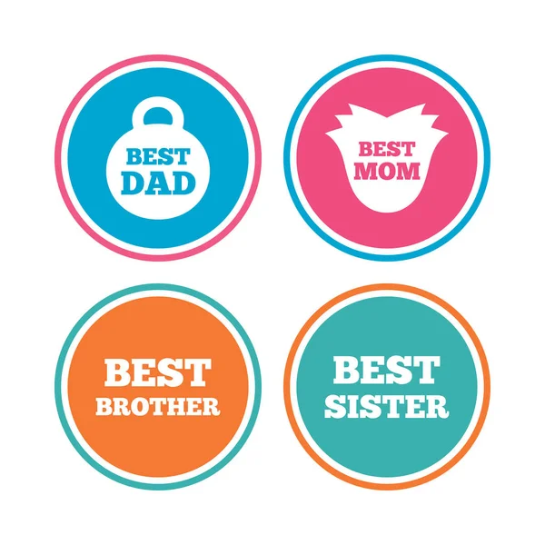 Melhor mãe e pai ícones conjunto — Vetor de Stock