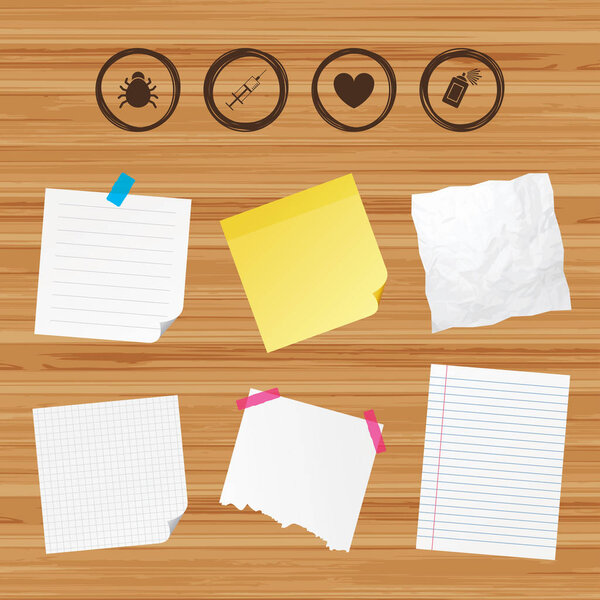 Sticky papers and icons set