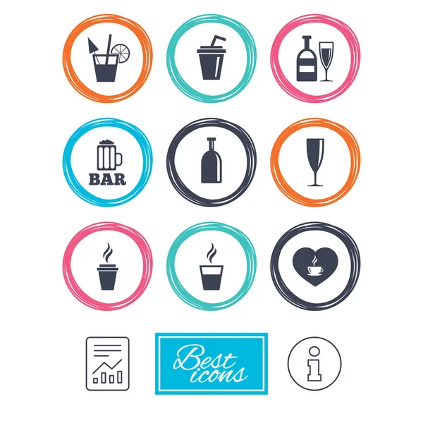 Beer, coffee and tea icons — Stock Vector