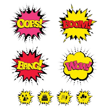 Comic Boom, Wow, Oops sound effects clipart