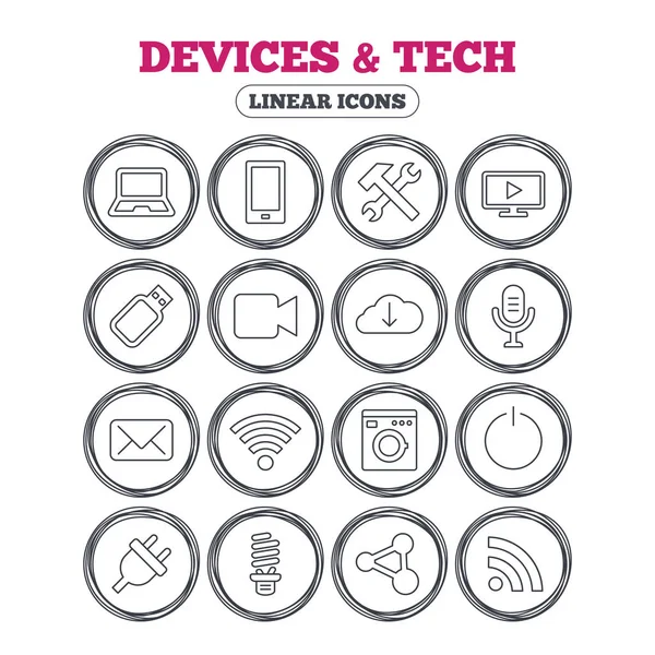 Iconos de dispositivos y tecnologías . — Vector de stock