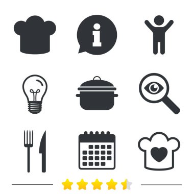 Şef şapka, pişirme Pan simgeler. 