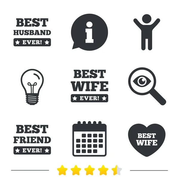 Meilleures icônes femme, mari et ami . — Image vectorielle