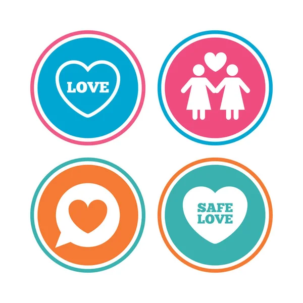 Lesbians couple icons — Stock Vector