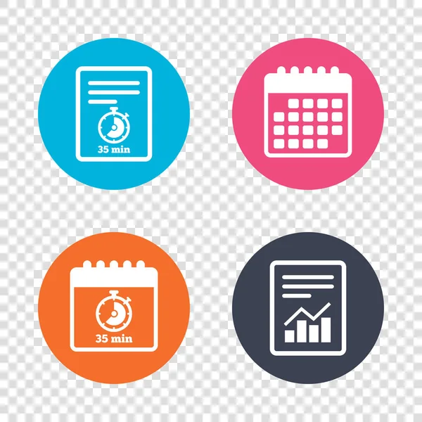 Report document, calendar icons. — Stock Vector