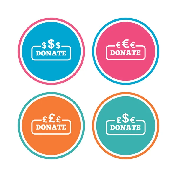 Donate money signs. — Stock Vector