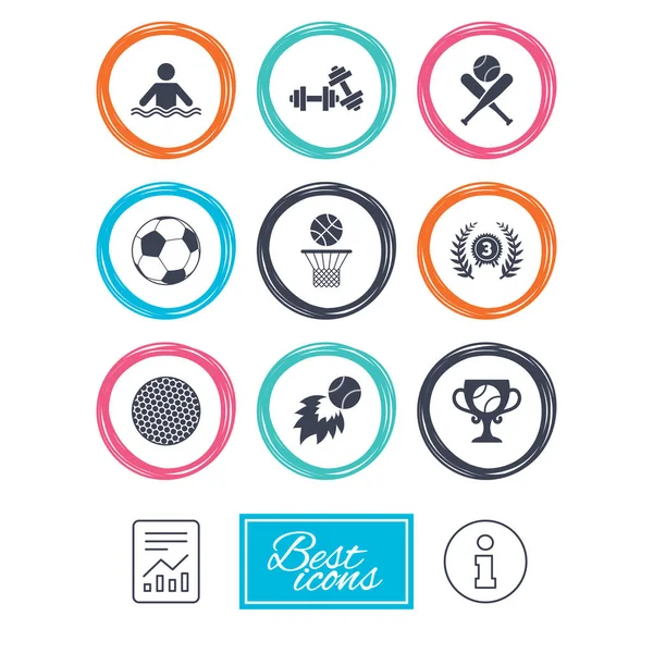 Juegos de deporte, iconos de fitness — Vector de stock