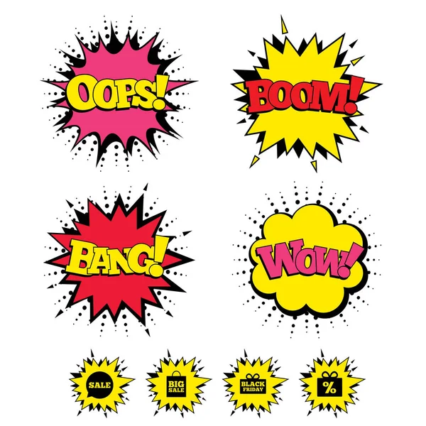 Звукові ефекти Comic Boom, Wow, Oops — стоковий вектор
